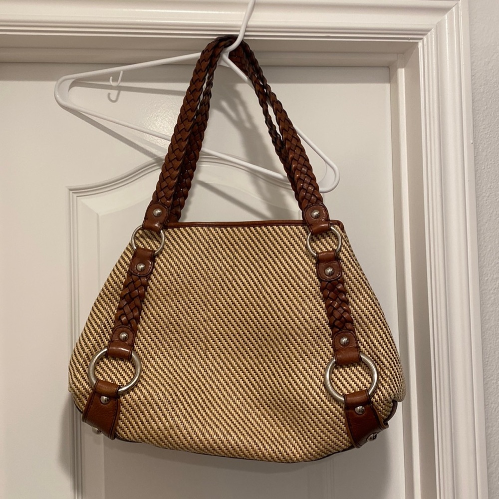 Banana Republic leather and woven purse